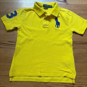 Polo Ralph Lauren yellow large navy pony short sleeve polo boys shirt SIZE 8